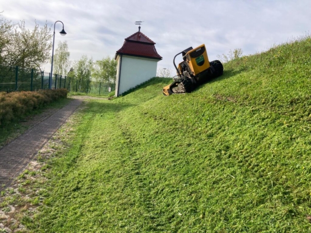 Steilhang mähen mit unserer Mähraupe
